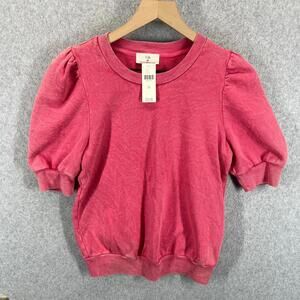 T.La Anthropologie Womens XS Puff Short Sleeved Sweatshirt in Vintage Pink NWT